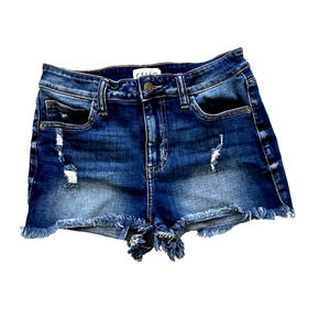 SMALL- High Rise Frayed Denim Shorts